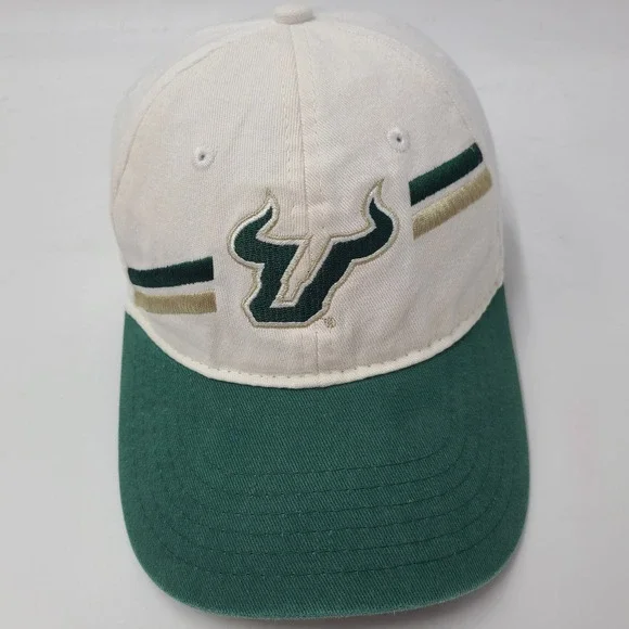 Youth USF Bulls Hat Strapback Cream White Green NCAA University of South Florida