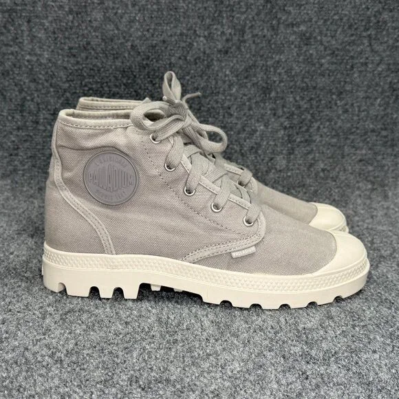 Palladium Pampa Hi Sneakers Women's‎ 8.5 Grey Canvas Athletic Retro Shoes Boots