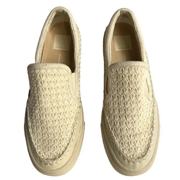 Dolce Vita Woven Platform Slip‎ On Shoes Sz 7.5 Jute Neutral Closed Toe