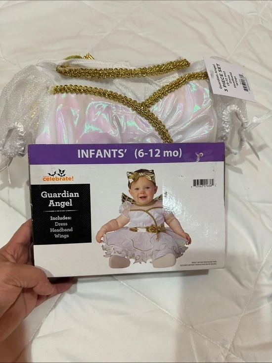 NEW Guardian Angel Infant Costume Dress - White & Gold (6-12 mo)