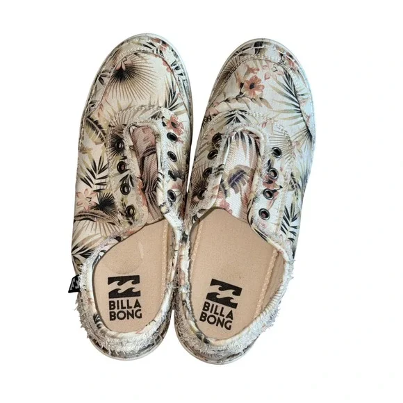 Billabong Cruiser Floral Print Canvas Slip On Shoes Women's‎ Size 7.5