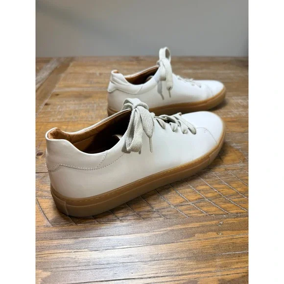 M.Gemi White Leather Low Top Sneakers Made in Italy Gum Sole Womens Size 41‎
