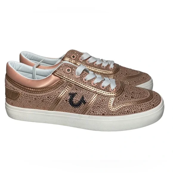 NWOT - TRUE RELIGION Sneakers Esperanza Rose gold sparkle shoes‎ 8.5