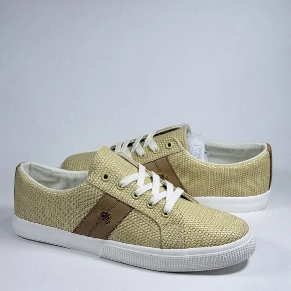 Lauren Ralph Lauren Size-11B Women‎ Sneakers Janson Straw Leather Natural Buff