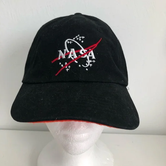 NASA Black Baseball Cap with Red Accent and White Embroidery