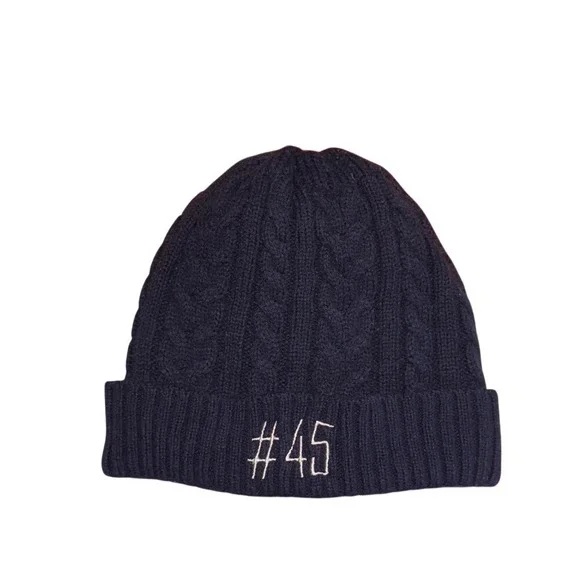 Navy Blue Cable Knit Beanie Hat Cap‎ Boys Kids Size Embroidered #45 Winter Warm