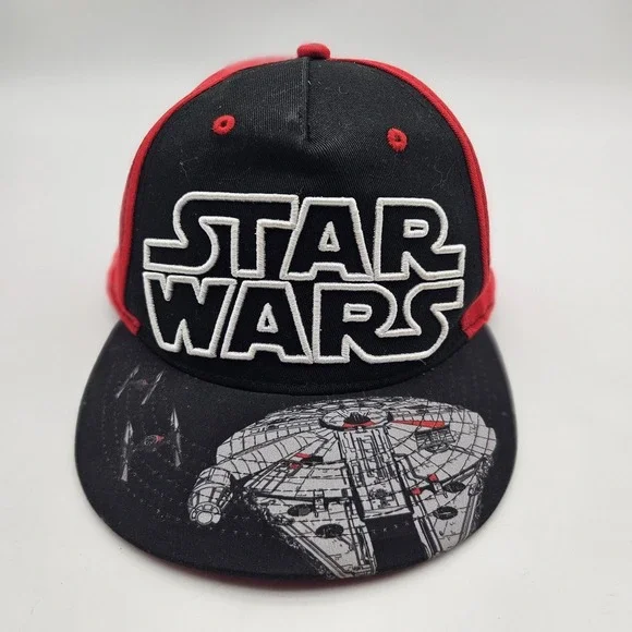 Star Wars Hat Cap Snap Back Black Red Millennium Falcon Embroidered Mens Sci-Fi