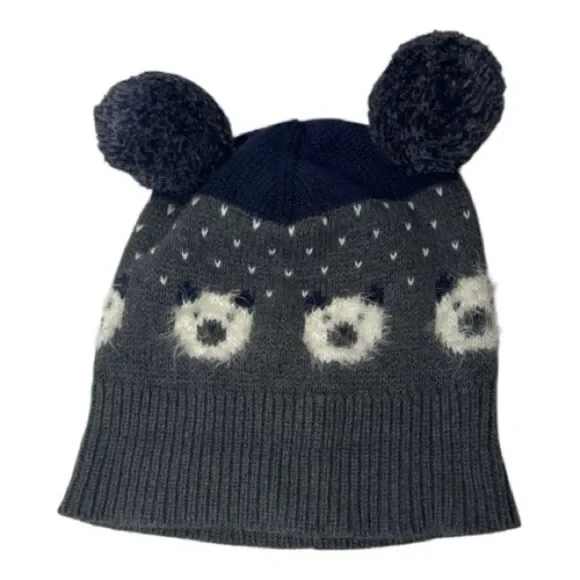 Tucker Tate‎ Navy and Gray Pom-Pom Bear Hat.