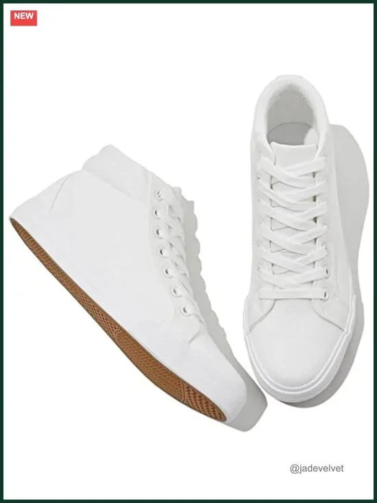 Canvas High Top Lace Up Sneakers - Breathable Casual Walking Shoes