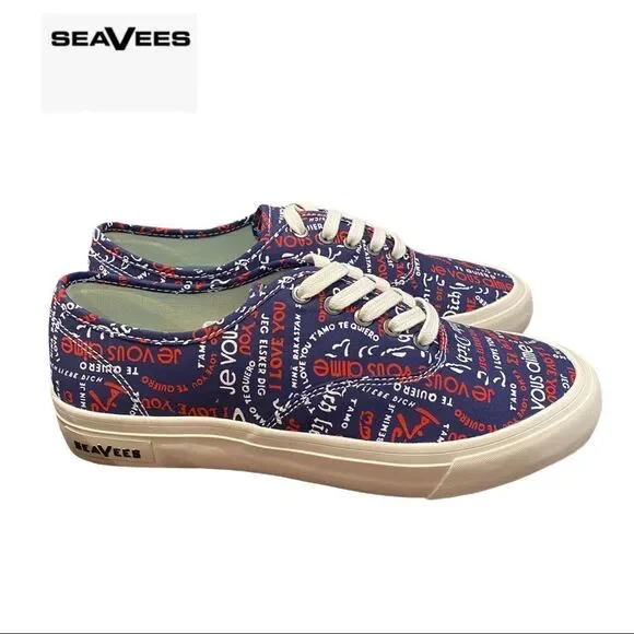 NEW SeaVees Trina Turk Legend Women's Te Amo Navy Poplin Twill Sneakers 7.5