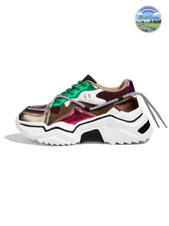 Chunky Platform Sneakers Women's Fashion Retro Dad Shoes Lightweight Lace-Up