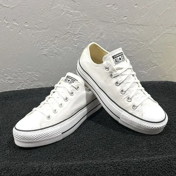 🔥🔥 Converse CT All-Star Lift OX‎ Women's White/Black Trainers Sz 8.5 - PERFECT