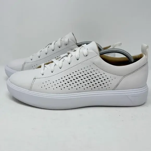 Under Armour White Perforated Leather Capeside Crew Sneakers Wmns 8.5