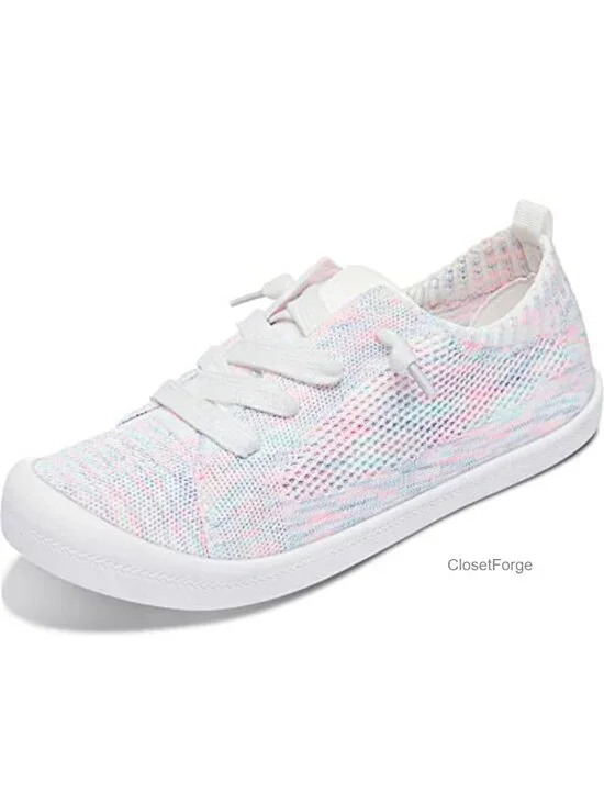 Women's Knit Slip-On Sneakers Lightweight Breathable Mesh Walking Shoes Elastic