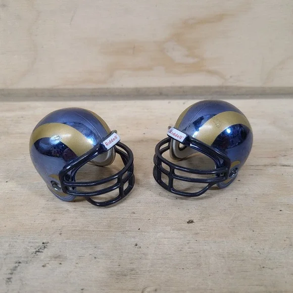 St Louis Rams Tiny Miniature Riddell Football Helmet ‎ Lot of 2 Glossy, 3 bar