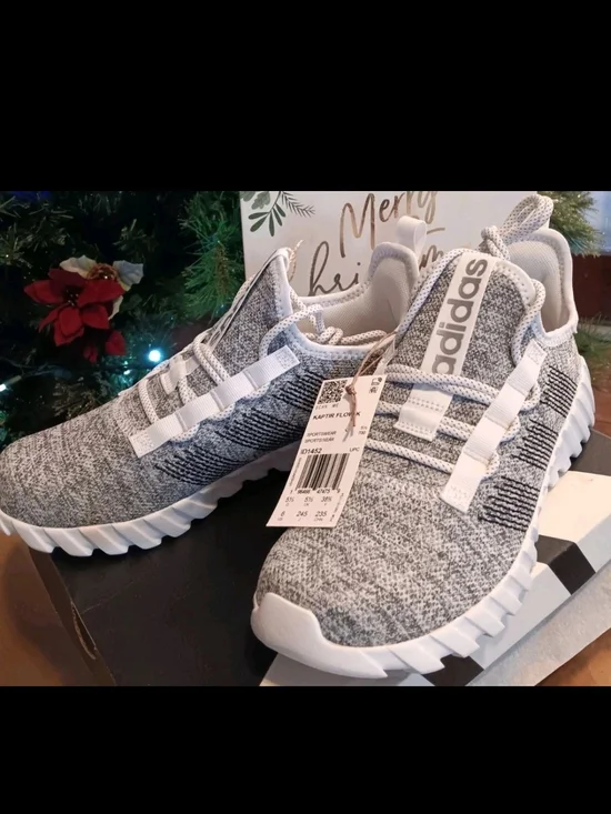 adidas Kaptir Flow Grey White Knit Slip-On Sneakers