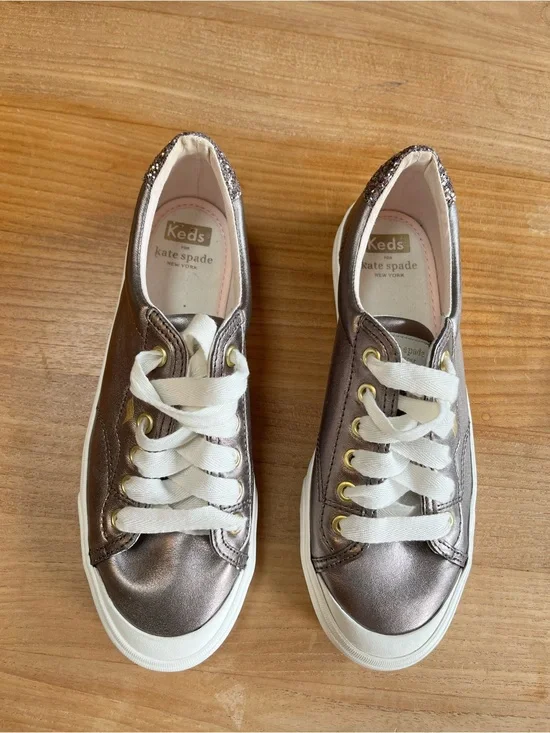 Kate Spade x Keds Women’s Metallic Lace-Up Sneakers Tennis Shoes Size 7.5
