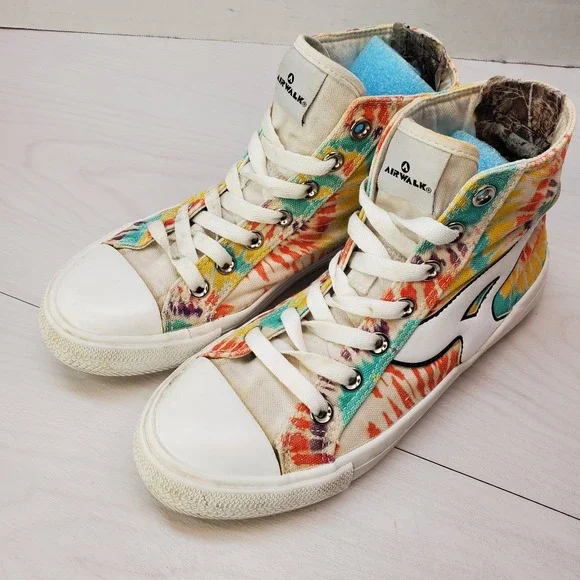 Airwalk Womens 6.5 Tie Dye High Top Sneakers Multicolor‎ Skate Shoes Y2K 90s