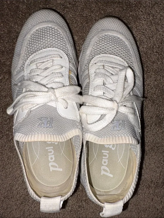 Paul Green White Knit Lace-Up Sneakers for Women