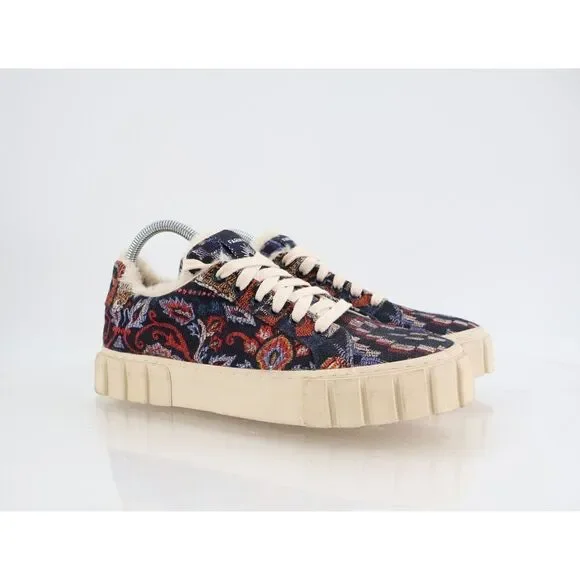 Farm Rio Ainika Floral Platform Sneaker Size 8.5 Blue Fabric Lace Up Shoes
