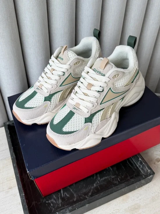 Reebok Women's Chunky Sneaker in Cream, Green & Beige