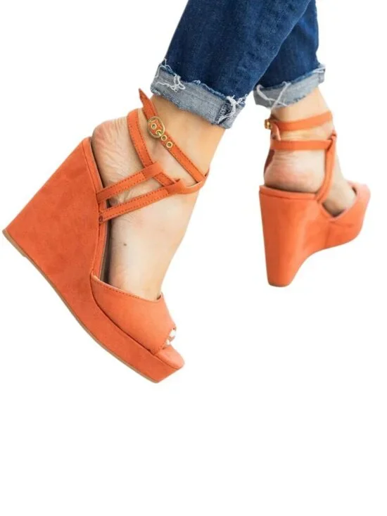 Qupid Shoe Strappy Wedge Sandals Open Toe Ash Coral Size 8