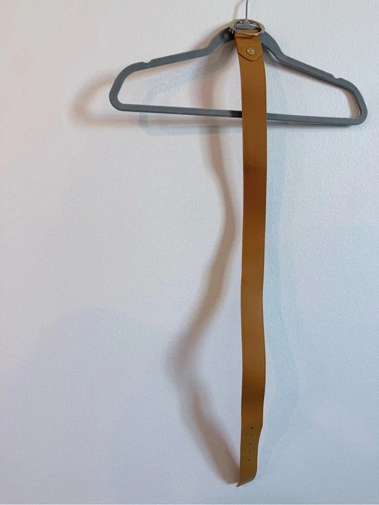 Kenneth Cole Tan Leather Loop Wall Hook with Gold Ring