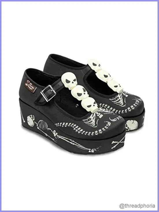 Wedge Heel Platform Mary Jane Shoes Adjustable Buckle Strap