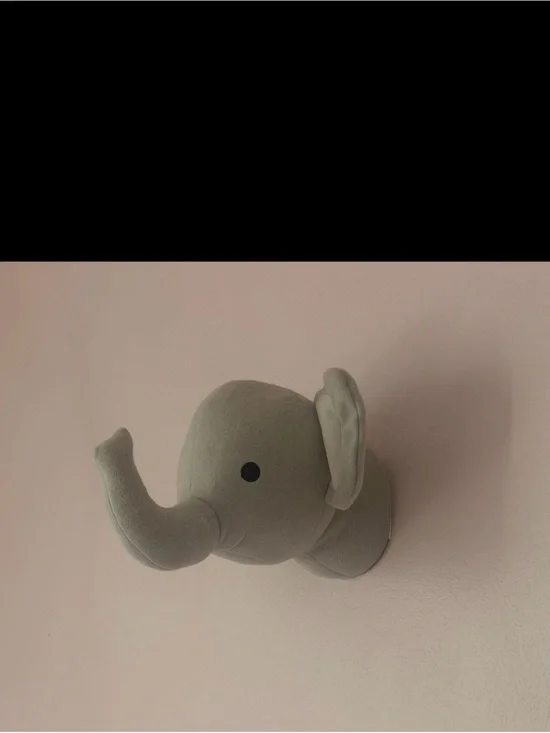 Gray Plush Elephant Wall Mount – Decorative Nursery Accent