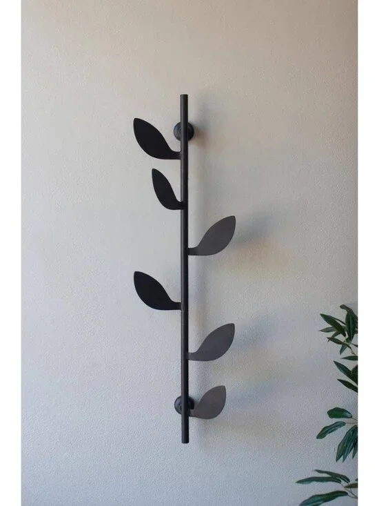 IRON WALL COAT RACK - LEAVES : Grey / Metal / 7