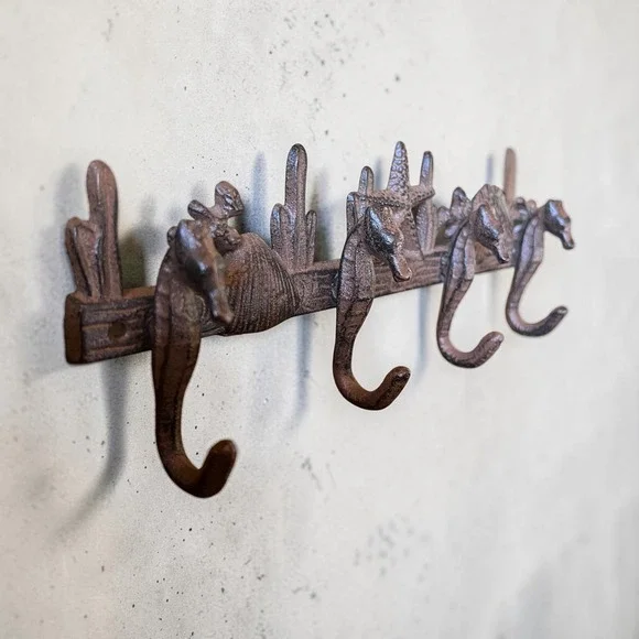 Nautical Cast Iron Wall Hook Rack‎ Coastal Beach Shell Seahorse Starfish Decor