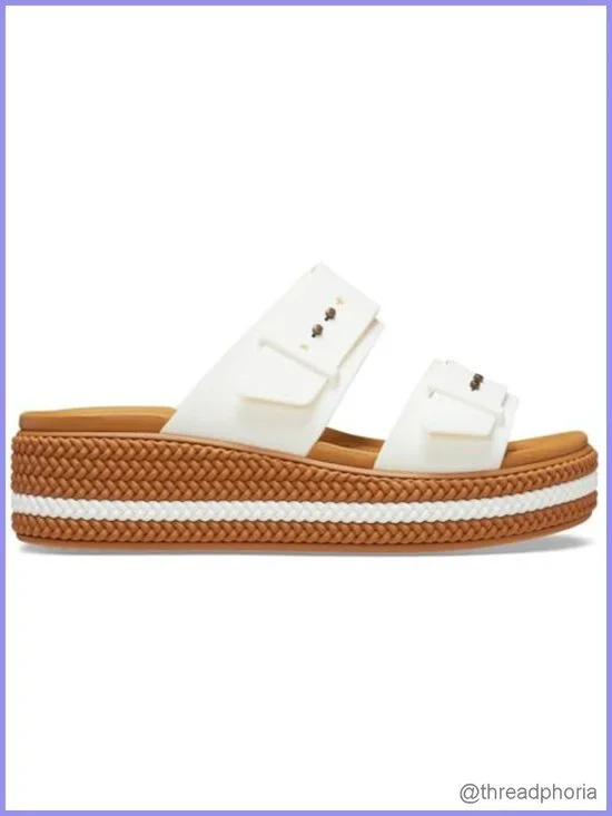 Crocs Brooklyn Buckle Low Wedges Women's Sandals Slingback Comfort