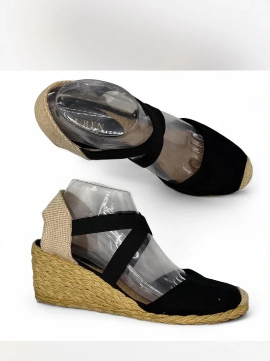 Lauren Ralph Lauren Women’s Black espadrille Wedge Sandals