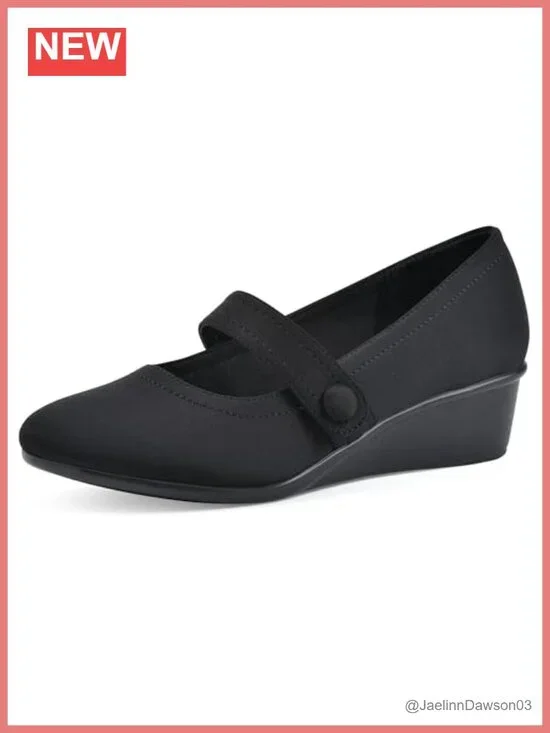Wedge Heel Pumps Cushioned Pull-On Textile Shoes