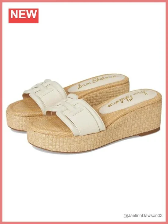 Wedge Sandals Leather Open Toe Slip On Fashion Dress Heels