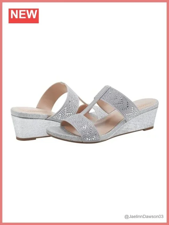 Womens Wedge Sandals Slingback Slip-On PU Lace