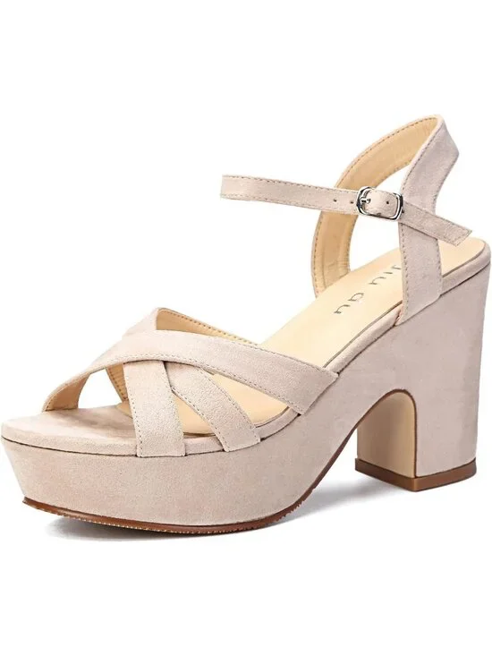 Stylish Women's Chunky Heel Platform Wedge Sandals with Ankle Strap - Trendy