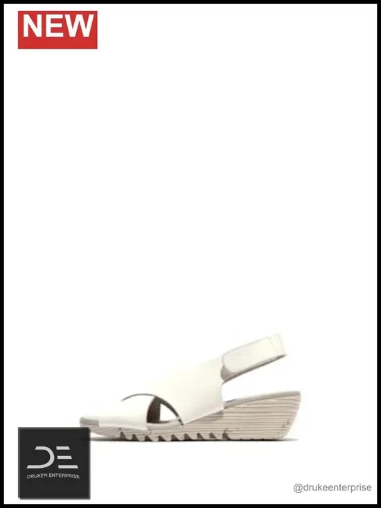Leather Wedge Sandals Hook & Loop Closure Open Toe Slingback