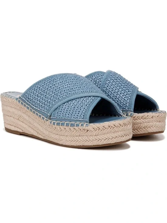 NEW Franco Sarto Women’s Pacifica Espadrille Wedge Slide Blue Sandal Size 10M