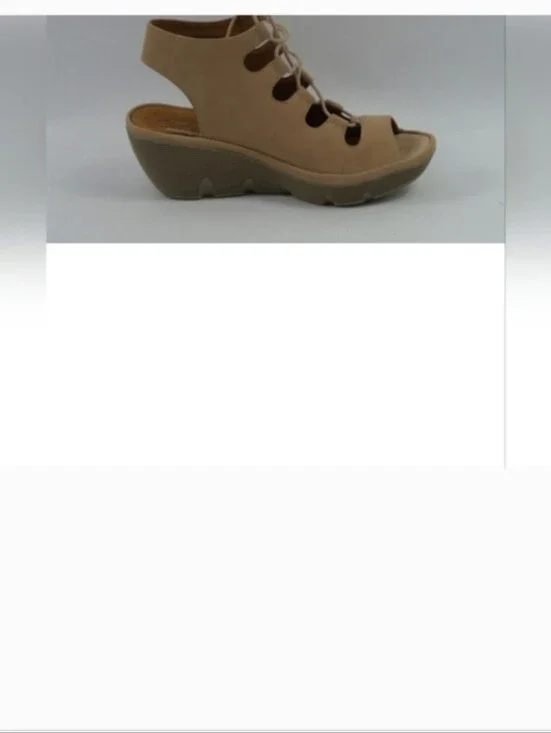 Clarks Beige Lace-Up Wedge Sandal