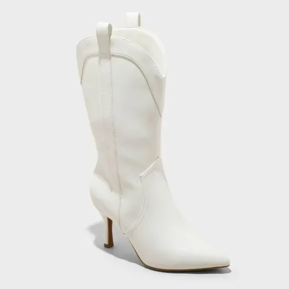 Wild Fable - Women's Bryce Heeled Western Cowboy Boots with Mem White