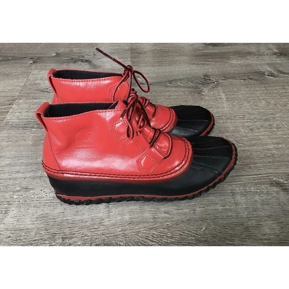 Sorel Womens Size 7 Rain Boots Burnt Red Out N About Snow Boot Ankle NL2511-622