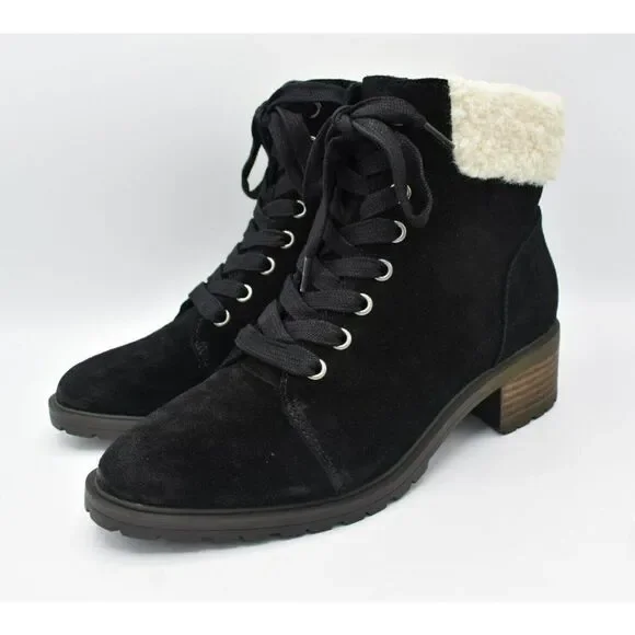 Lucky Brand Womens‎ Size 8.5 Jacenia Shearling Suede Black Fashion Winter Boots