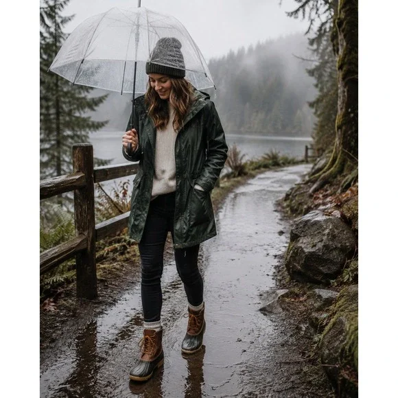 Sperry Women's Saltwater Duck Boots Brown Leather Waterproof Rain Size 9 M