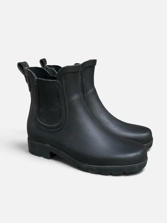 Eddie Bauer Hailey Black Rubber Chelsea Rain Boots Women's Size 7 Like New