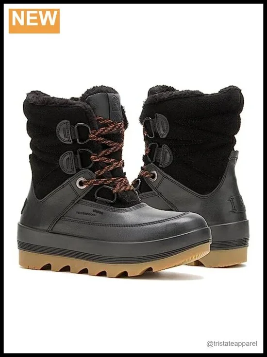 Waterproof Winter Snow Boots Mid Calf Lace Up Suede Leather Warm Insulated