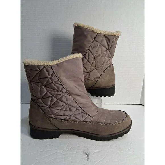 JBU Snowflake Waterproof Winter Boots Women's Size 7.5 Tan Faux Fur Lined Zip Up