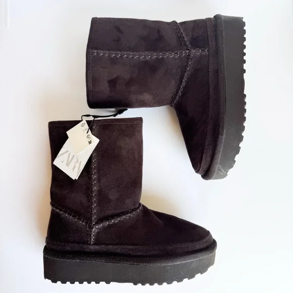 Zara Platform Ankle Winter Boots‎ Size 6