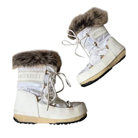 Moon Boot W.E. Monaco Low Women's Winter Boot White Fur US 5 EU 37