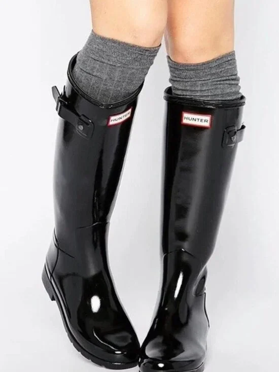 HUNTER | Women's Original Tall Rain Boots, Black Gloss,9 B(M) US